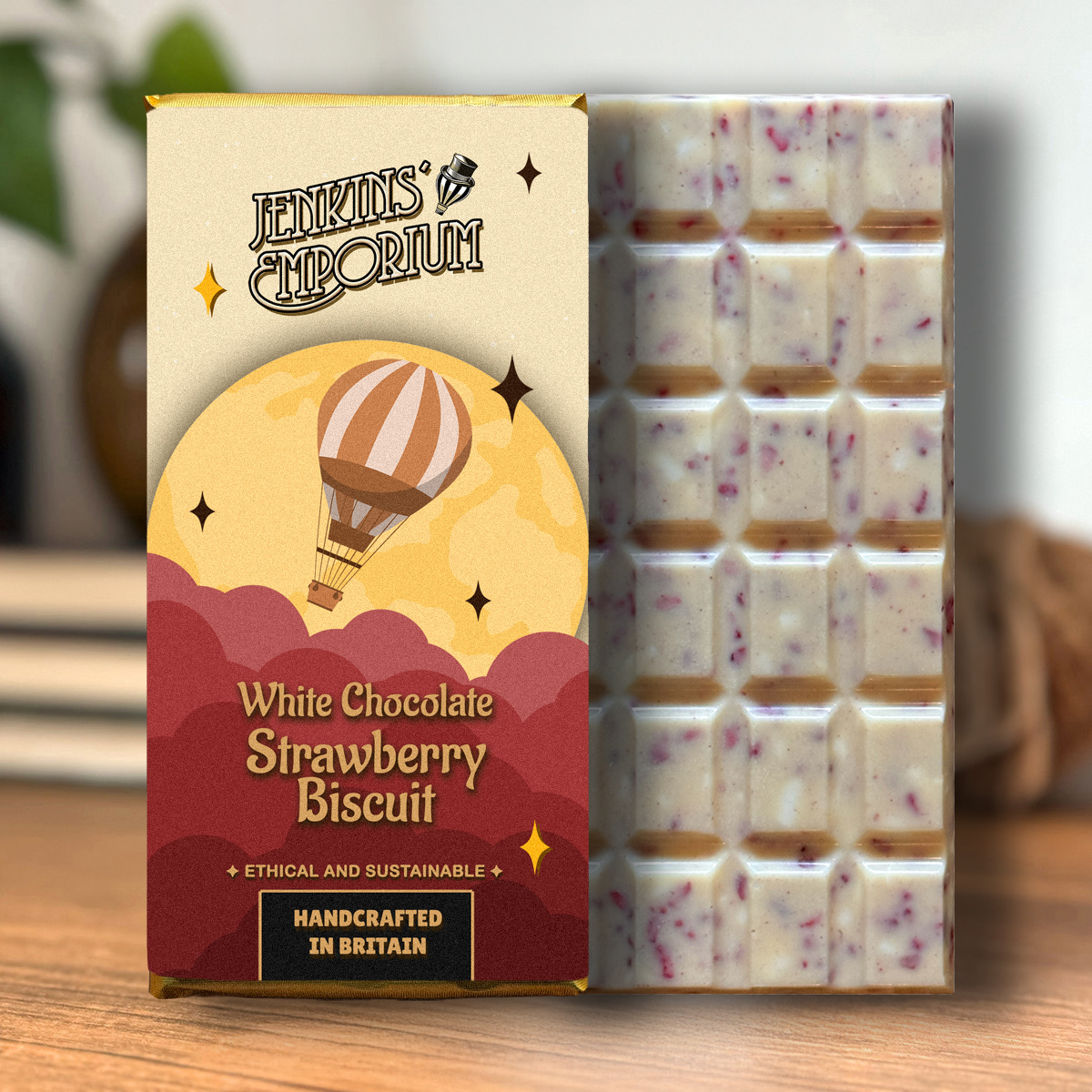 Strawberry Biscuit White Chocolate Bar